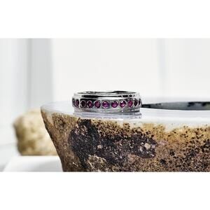 925 Sterling Silver & Natural Ruby Band/Ring Size 8
